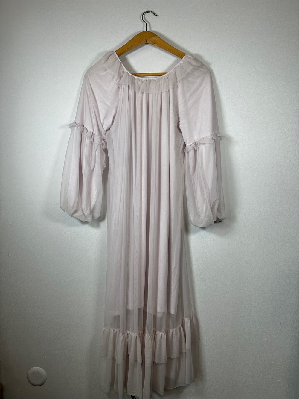 S Princess Vintage-Inspired Romantic Ruffle Sheer Overlay Dress Women's M - Picture 3 of 12
